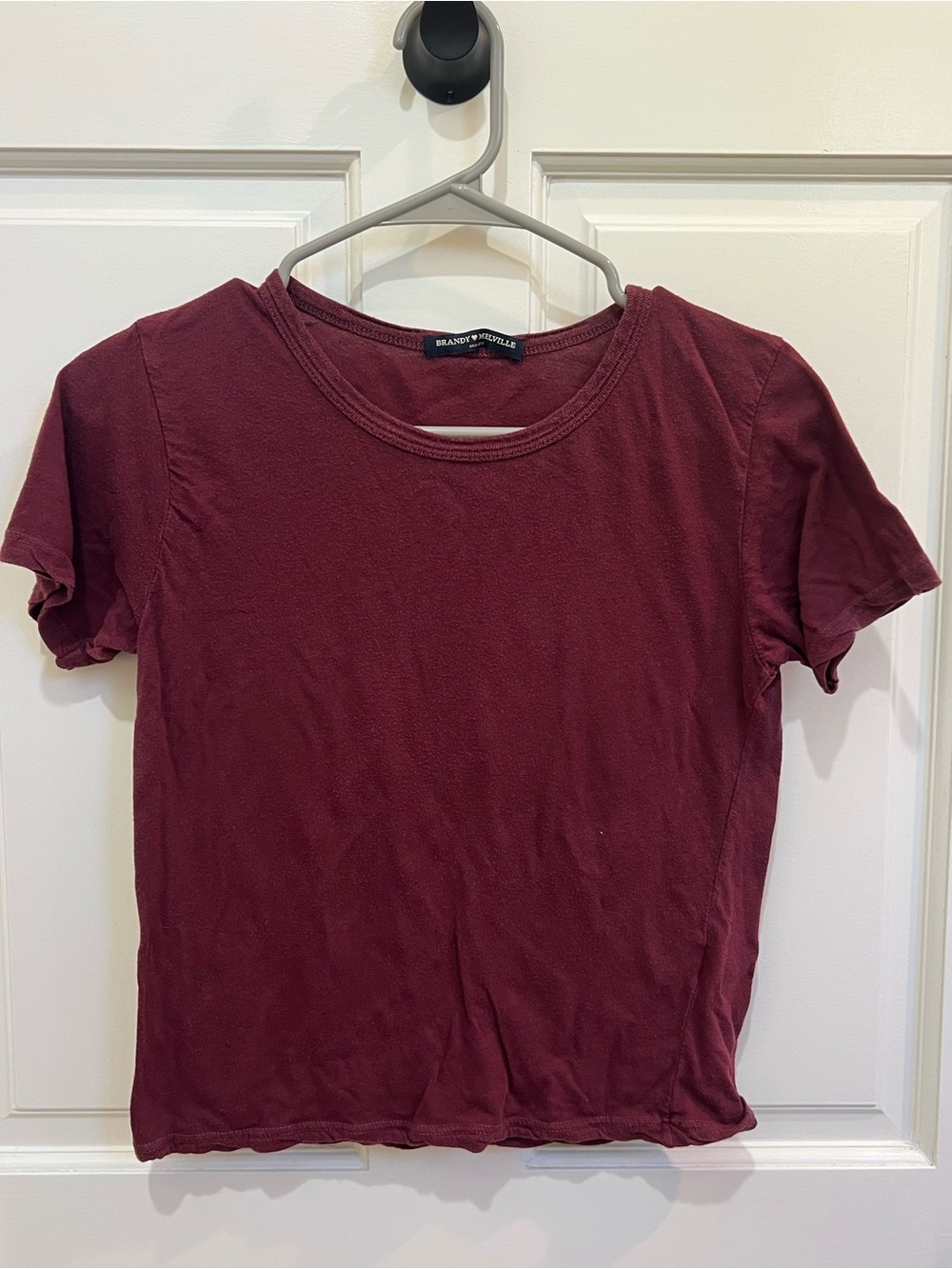 Brandy Melville Maroon Crewneck Short Sleeve Tee